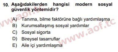 2020 Sosyal Politika Final 10. Çıkmış Sınav Sorusu