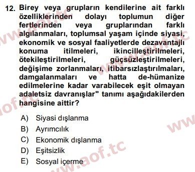 2020 Sosyal Politika Final 12. Çıkmış Sınav Sorusu