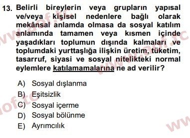 2020 Sosyal Politika Final 13. Çıkmış Sınav Sorusu