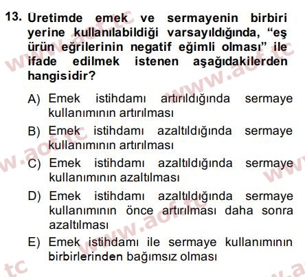 2015 Çalışma Ekonomisi Arasınav 13. Çıkmış Sınav Sorusu