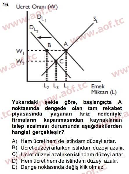 2015 Çalışma Ekonomisi Arasınav 16. Çıkmış Sınav Sorusu