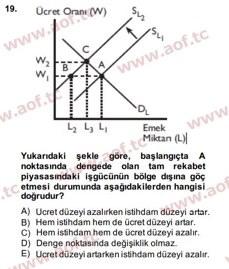 2015 Çalışma Ekonomisi Arasınav 19. Çıkmış Sınav Sorusu