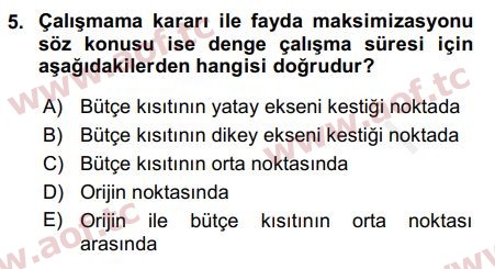 2018 Çalışma Ekonomisi Arasınav 5. Çıkmış Sınav Sorusu