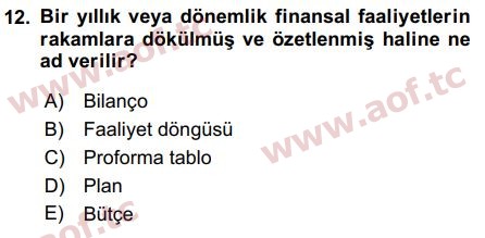 2017 Finansal Yönetim 1 Final 12. Çıkmış Sınav Sorusu