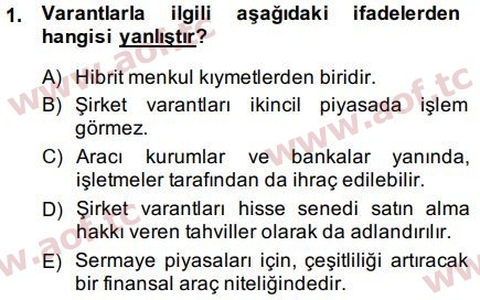 2015 Fin202u Finansal Yonetim 2 Cikmis Sinav Sorulari Final Aof Cikmis Sinav Sorulari