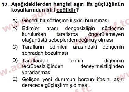 2015 Borçlar Hukuku Final 12. Çıkmış Sınav Sorusu