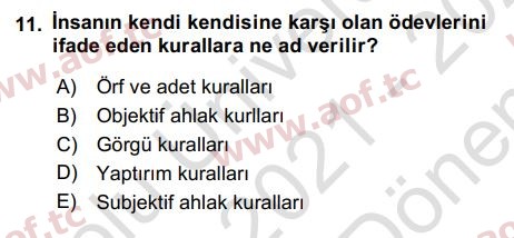 2022 Temel Hukuk Bilgisi Final 11. Çıkmış Sınav Sorusu