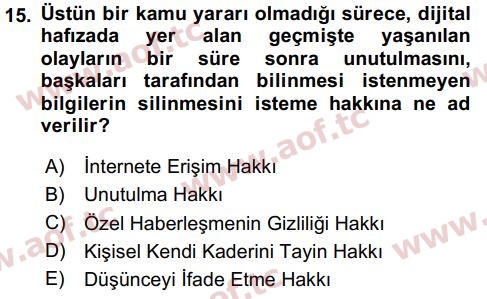 2018 Bilişim Hukuku Final 15. Çıkmış Sınav Sorusu