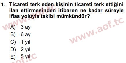 2019 Ticaret Hukuku Final 1. Çıkmış Sınav Sorusu