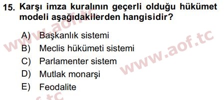 2016 Anayasa Hukuku Final 15. Çıkmış Sınav Sorusu