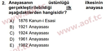 2016 Anayasa Hukuku Final 2. Çıkmış Sınav Sorusu