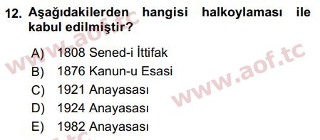 2017 Anayasa Hukuku Arasınav 12. Çıkmış Sınav Sorusu