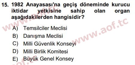 2017 Anayasa Hukuku Arasınav 15. Çıkmış Sınav Sorusu