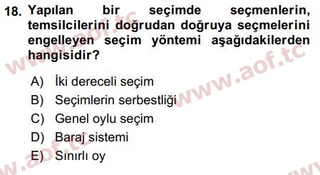 2017 Anayasa Hukuku Arasınav 18. Çıkmış Sınav Sorusu