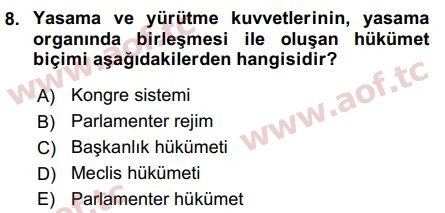 2017 Anayasa Hukuku Arasınav 8. Çıkmış Sınav Sorusu