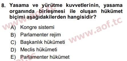 2017 Anayasa Hukuku Arasınav 8. Çıkmış Sınav Sorusu