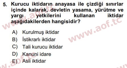 2017 Anayasa Hukuku Final 5. Çıkmış Sınav Sorusu