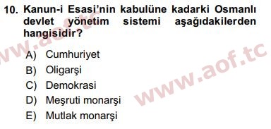 2018 Anayasa Hukuku Arasınav 10. Çıkmış Sınav Sorusu