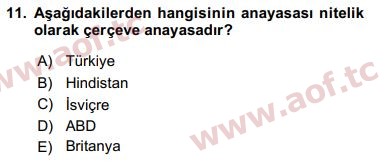 2018 Anayasa Hukuku Arasınav 11. Çıkmış Sınav Sorusu