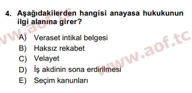 2018 Anayasa Hukuku Arasınav 4. Çıkmış Sınav Sorusu