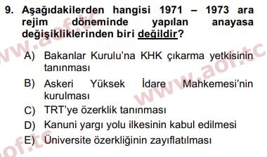 2018 Anayasa Hukuku Arasınav 9. Çıkmış Sınav Sorusu