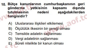 2018 Anayasa Hukuku Yaz Okulu 10. Çıkmış Sınav Sorusu