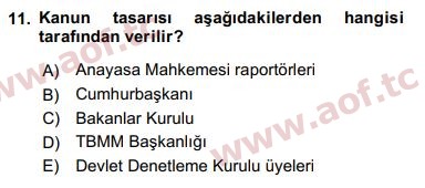 2018 Anayasa Hukuku Yaz Okulu 11. Çıkmış Sınav Sorusu