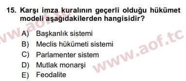 2018 Anayasa Hukuku Yaz Okulu 15. Çıkmış Sınav Sorusu