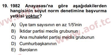 2018 Anayasa Hukuku Yaz Okulu 19. Çıkmış Sınav Sorusu