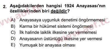 2018 Anayasa Hukuku Yaz Okulu 2. Çıkmış Sınav Sorusu