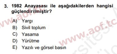 2018 Anayasa Hukuku Yaz Okulu 3. Çıkmış Sınav Sorusu