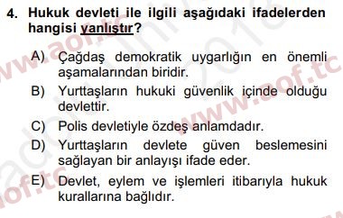 2018 Anayasa Hukuku Yaz Okulu 4. Çıkmış Sınav Sorusu