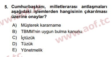 2018 Anayasa Hukuku Yaz Okulu 5. Çıkmış Sınav Sorusu