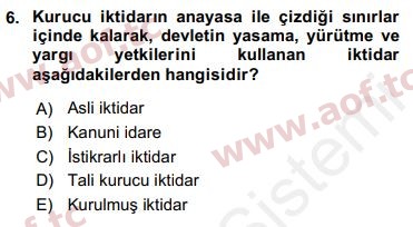 2018 Anayasa Hukuku Yaz Okulu 6. Çıkmış Sınav Sorusu