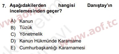 2018 Anayasa Hukuku Yaz Okulu 7. Çıkmış Sınav Sorusu