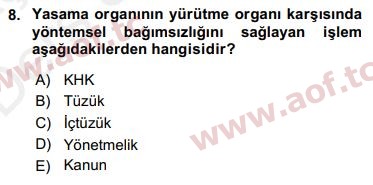 2018 Anayasa Hukuku Yaz Okulu 8. Çıkmış Sınav Sorusu