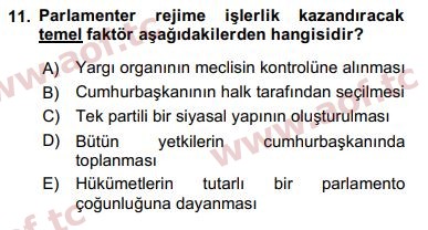 2019 Anayasa Hukuku Arasınav 11. Çıkmış Sınav Sorusu