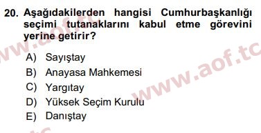 2019 Anayasa Hukuku Arasınav 20. Çıkmış Sınav Sorusu