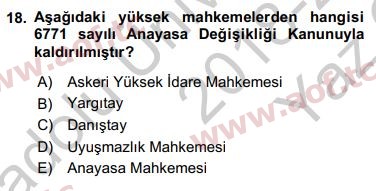 2019 Anayasa Hukuku Yaz Okulu 18. Çıkmış Sınav Sorusu