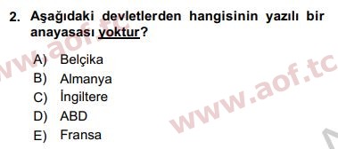 2019 Anayasa Hukuku Yaz Okulu 2. Çıkmış Sınav Sorusu