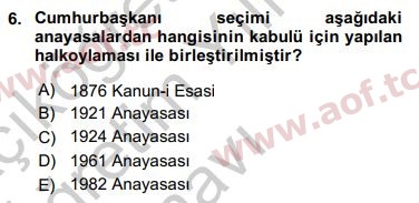 2019 Anayasa Hukuku Yaz Okulu 6. Çıkmış Sınav Sorusu