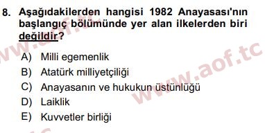 2019 Anayasa Hukuku Yaz Okulu 8. Çıkmış Sınav Sorusu