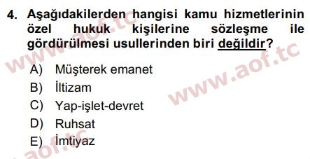 2019 İdare Hukuku Final 4. Çıkmış Sınav Sorusu