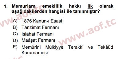 2016 Kamu Personel Hukuku Arasınav 1. Çıkmış Sınav Sorusu