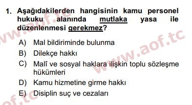 2016 Kamu Personel Hukuku Final 1. Çıkmış Sınav Sorusu