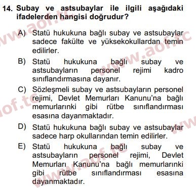 2016 Kamu Personel Hukuku Final 14. Çıkmış Sınav Sorusu