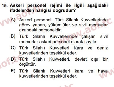 2016 Kamu Personel Hukuku Final 15. Çıkmış Sınav Sorusu