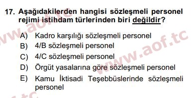 2016 Kamu Personel Hukuku Final 17. Çıkmış Sınav Sorusu