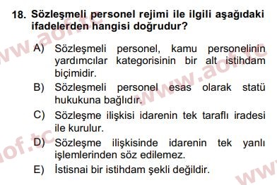 2016 Kamu Personel Hukuku Final 18. Çıkmış Sınav Sorusu