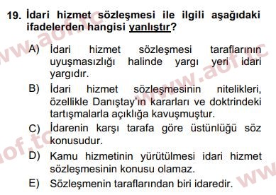 2016 Kamu Personel Hukuku Final 19. Çıkmış Sınav Sorusu